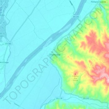 Chamusca topographic map, elevation, terrain