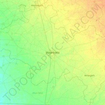 Malerkotla topographic map, elevation, terrain