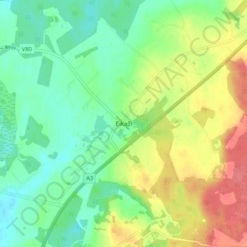 Eikaži topographic map, elevation, terrain