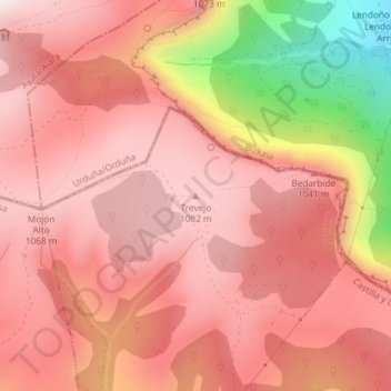 Trevejo topographic map, elevation, terrain