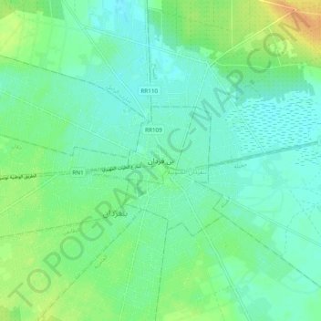 Ben Gardane topographic map, elevation, terrain
