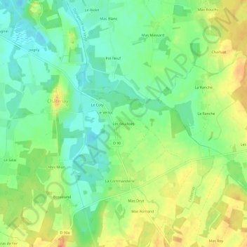 Les Feuillées topographic map, elevation, terrain