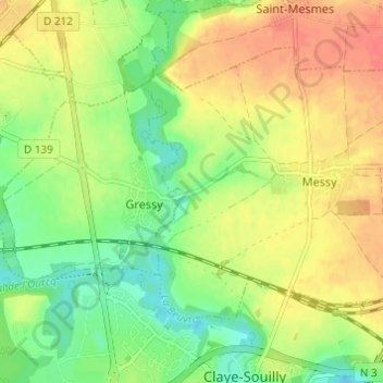 Moulignon topographic map, elevation, terrain