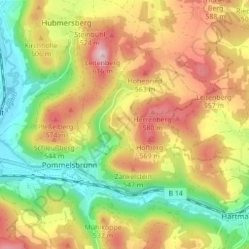Appelsberg topographic map, elevation, terrain