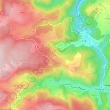 Verdun topographic map, elevation, terrain