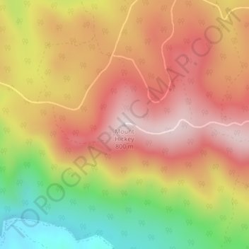 Mount Hickey topographic map, elevation, terrain