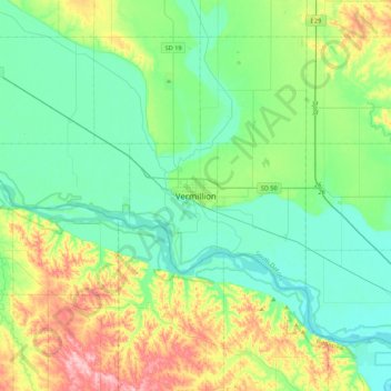 Vermillion topographic map, elevation, terrain