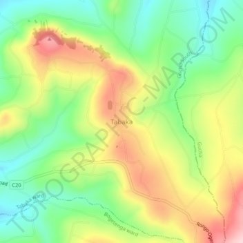 Tabaka topographic map, elevation, terrain