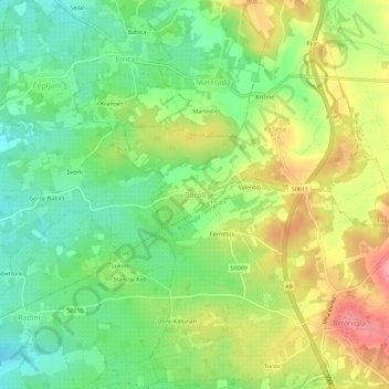 Buroli topographic map, elevation, terrain