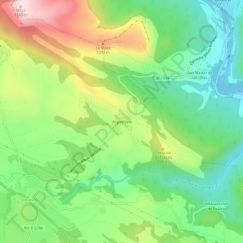 Argomedo topographic map, elevation, terrain