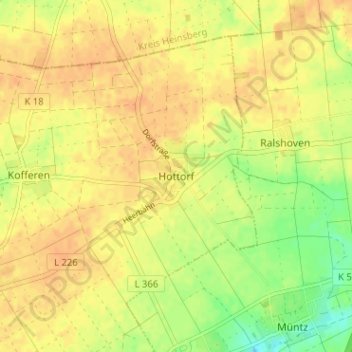 Hottorf topographic map, elevation, terrain