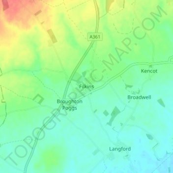 Filkins topographic map, elevation, terrain