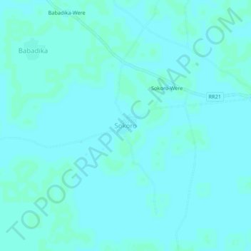 Sokoro topographic map, elevation, terrain