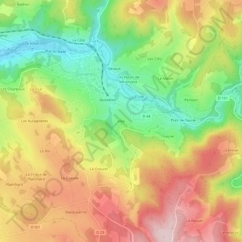 Ville topographic map, elevation, terrain
