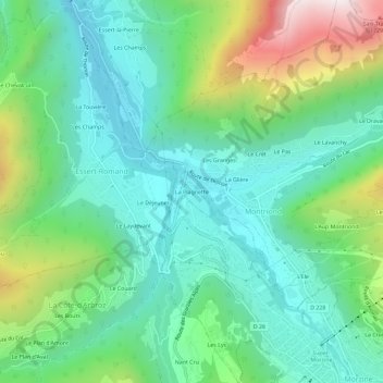 La Plagnette topographic map, elevation, terrain