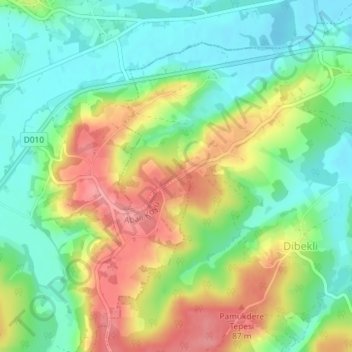 Tepeköy topographic map, elevation, terrain