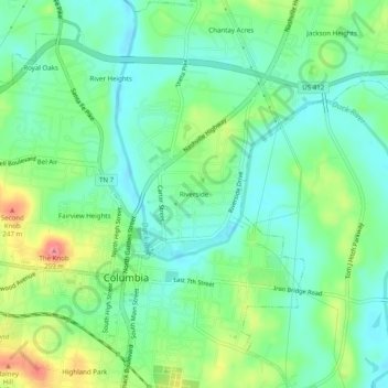 Riverside topographic map, elevation, terrain