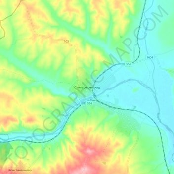 Simeonovgrad topographic map, elevation, terrain