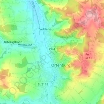 Kamm topographic map, elevation, terrain