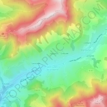 Felgadou topographic map, elevation, terrain