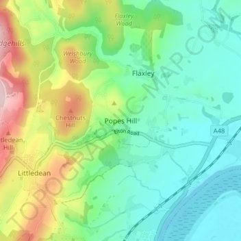 Popes Hill topographic map, elevation, terrain