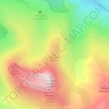 Campanil topographic map, elevation, terrain