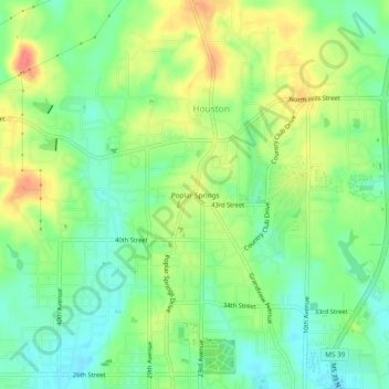 Poplar Springs topographic map, elevation, terrain