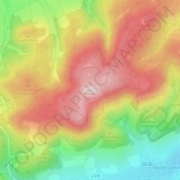 Homert topographic map, elevation, terrain