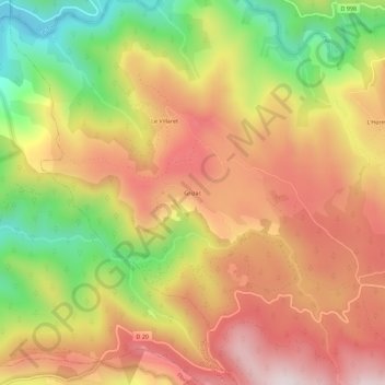 Grizac topographic map, elevation, terrain