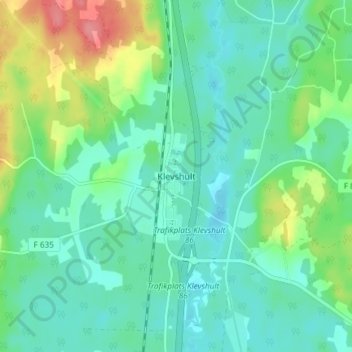 Klevshult topographic map, elevation, terrain