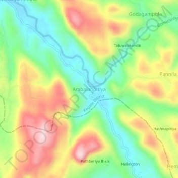 Ambalanpitiya topographic map, elevation, terrain