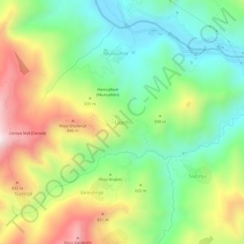 Liqeth topographic map, elevation, terrain