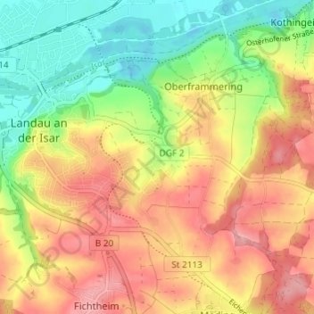 Thalham topographic map, elevation, terrain