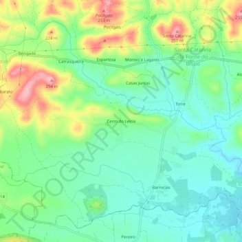Cerro do Leiria topographic map, elevation, terrain