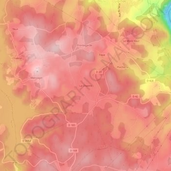 La Chastre topographic map, elevation, terrain
