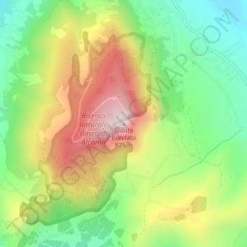 Monte Bonifato topographic map, elevation, terrain