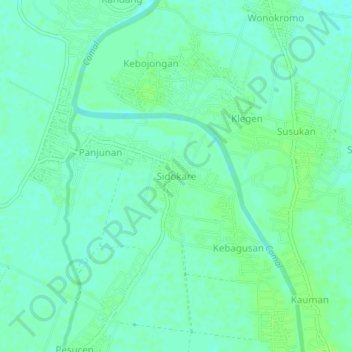 Sidokare topographic map, elevation, terrain