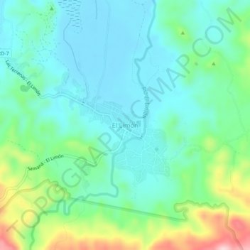 El Limón topographic map, elevation, terrain