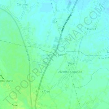 Parsolingan topographic map, elevation, terrain