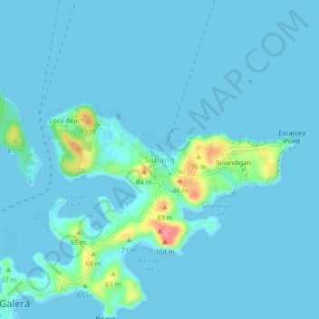 Sabang topographic map, elevation, terrain