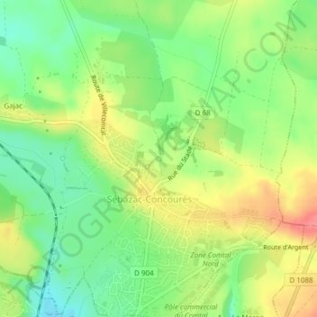 Fontaine topographic map, elevation, terrain