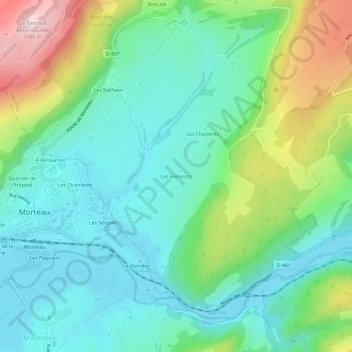 Les Frénelots topographic map, elevation, terrain