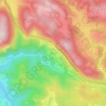 Azpíroz topographic map, elevation, terrain