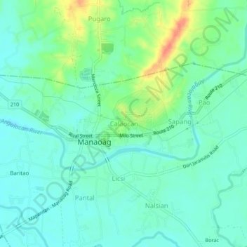 Calaocan topographic map, elevation, terrain