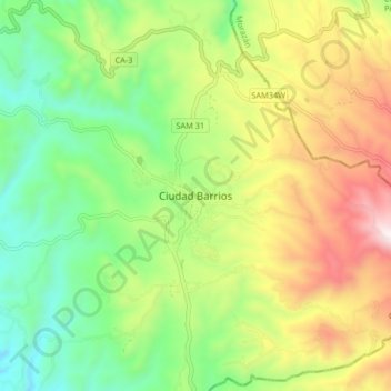 Ciudad Barrios topographic map, elevation, terrain