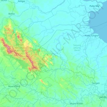 Batang Asam topographic map, elevation, terrain
