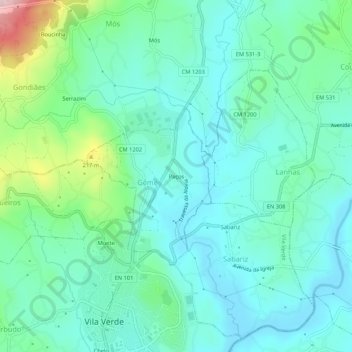 Paços topographic map, elevation, terrain