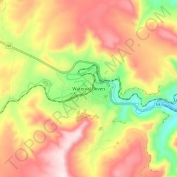 Waterval Boven topographic map, elevation, terrain