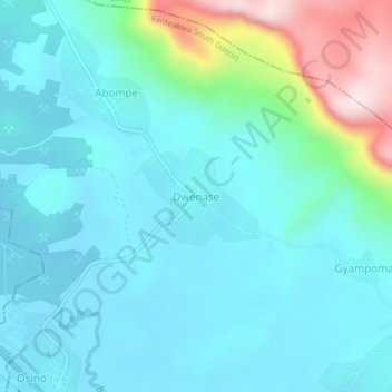Dwenase topographic map, elevation, terrain
