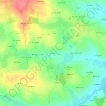 La Rivière topographic map, elevation, terrain